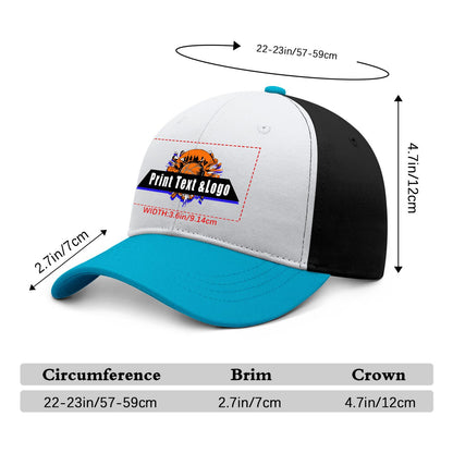 New Custom Bitonal Aquamarine Duckbill Cap Design Available with Heat Transfer Printing in Multiple Colors