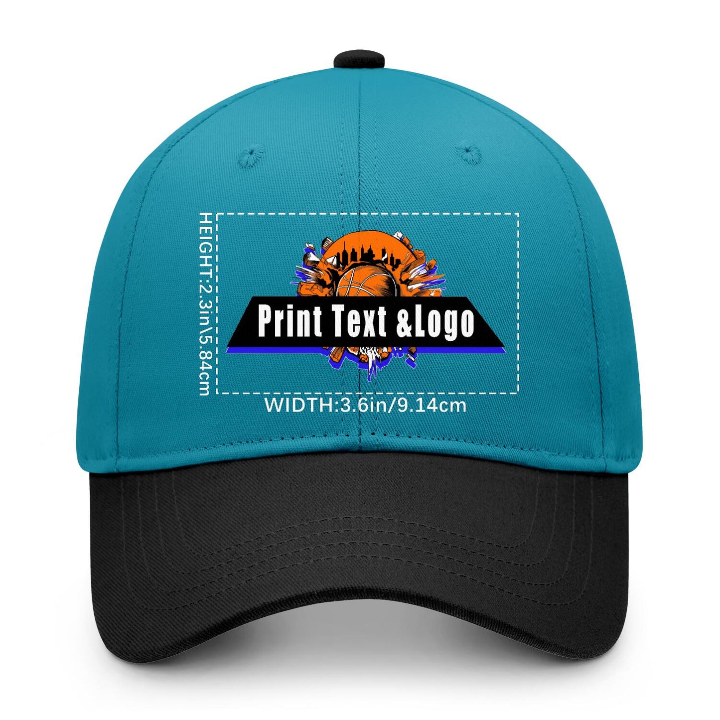 New Custom Color-Blocked Duckbill Cap Design Available with Heat Transfer Printing in Multiple Colors