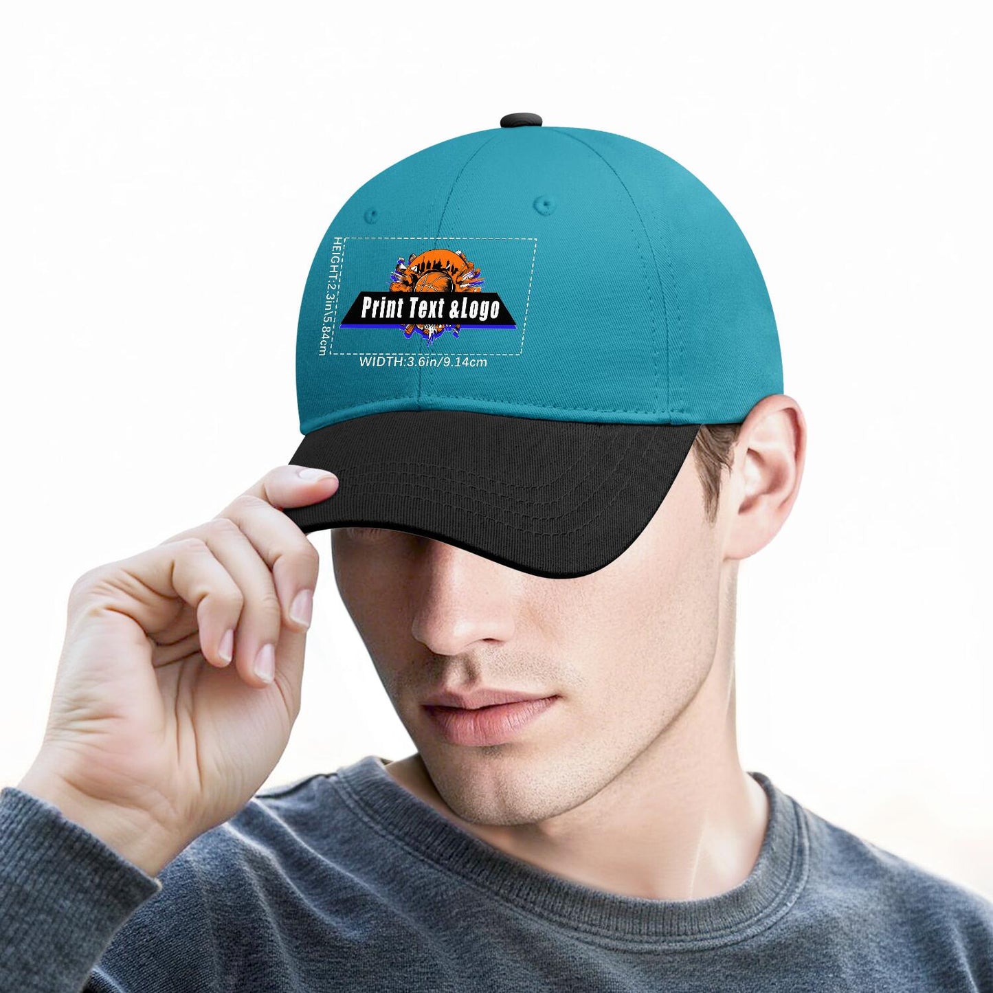 New Custom Color-Blocked Duckbill Cap Design Available with Heat Transfer Printing in Multiple Colors