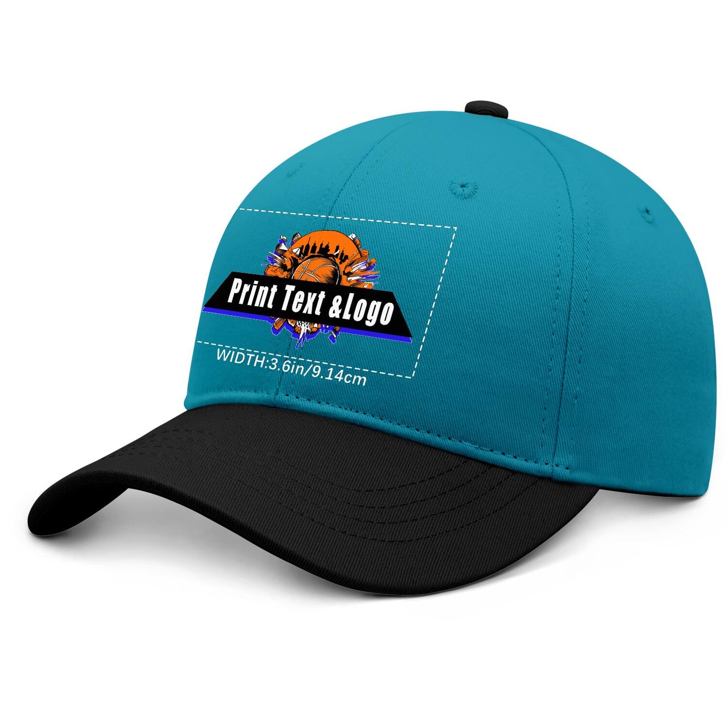 New Custom Color-Blocked Duckbill Cap Design Available with Heat Transfer Printing in Multiple Colors