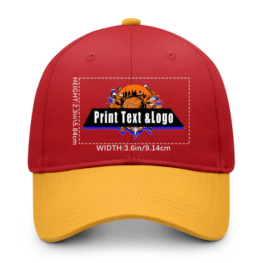 New Custom Burgundy Yellow Duckbill Cap Design Available with Heat Transfer Printing in Multiple Colors