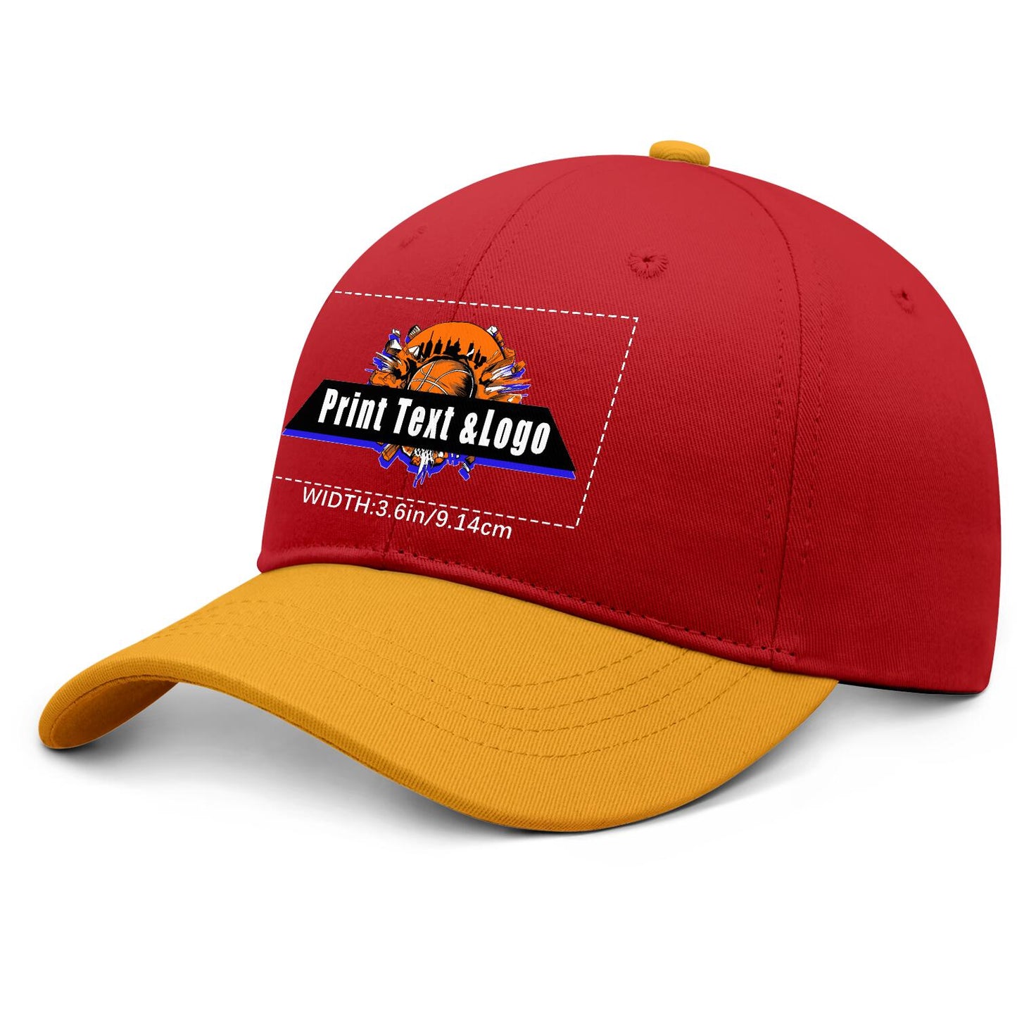 New Custom Burgundy Yellow Duckbill Cap Design Available with Heat Transfer Printing in Multiple Colors