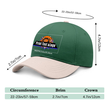 New Custom Green Cameosa Duckbill Cap Design Available with Heat Transfer Printing in Multiple Colors