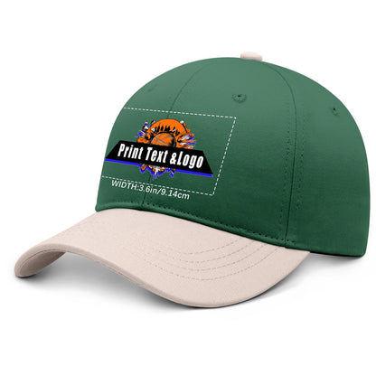 New Custom Green Cameosa Duckbill Cap Design Available with Heat Transfer Printing in Multiple Colors
