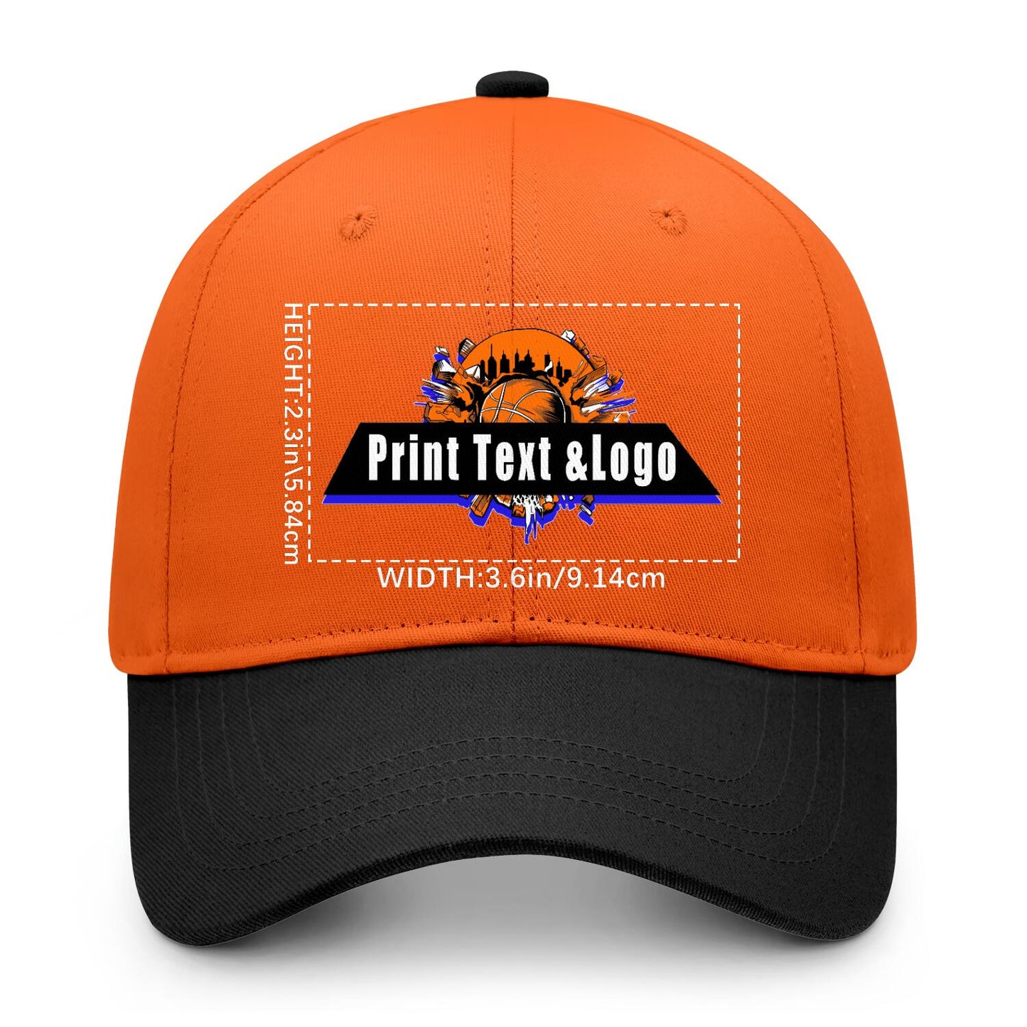 New Custom Orange Black Duckbill Cap Design Available with Heat Transfer Printing in Multiple Colors