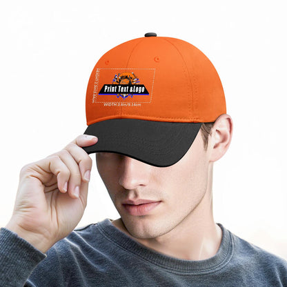 New Custom Orange Black Duckbill Cap Design Available with Heat Transfer Printing in Multiple Colors