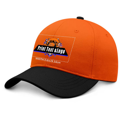 New Custom Orange Black Duckbill Cap Design Available with Heat Transfer Printing in Multiple Colors