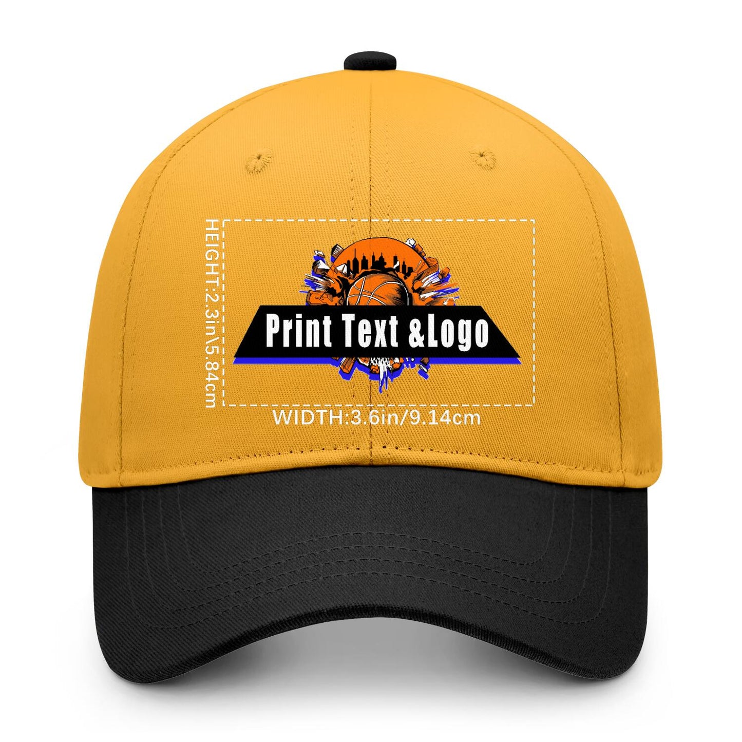 New Custom Yellow Black Duckbill Cap Design Available with Heat Transfer Printing in Multiple Colors