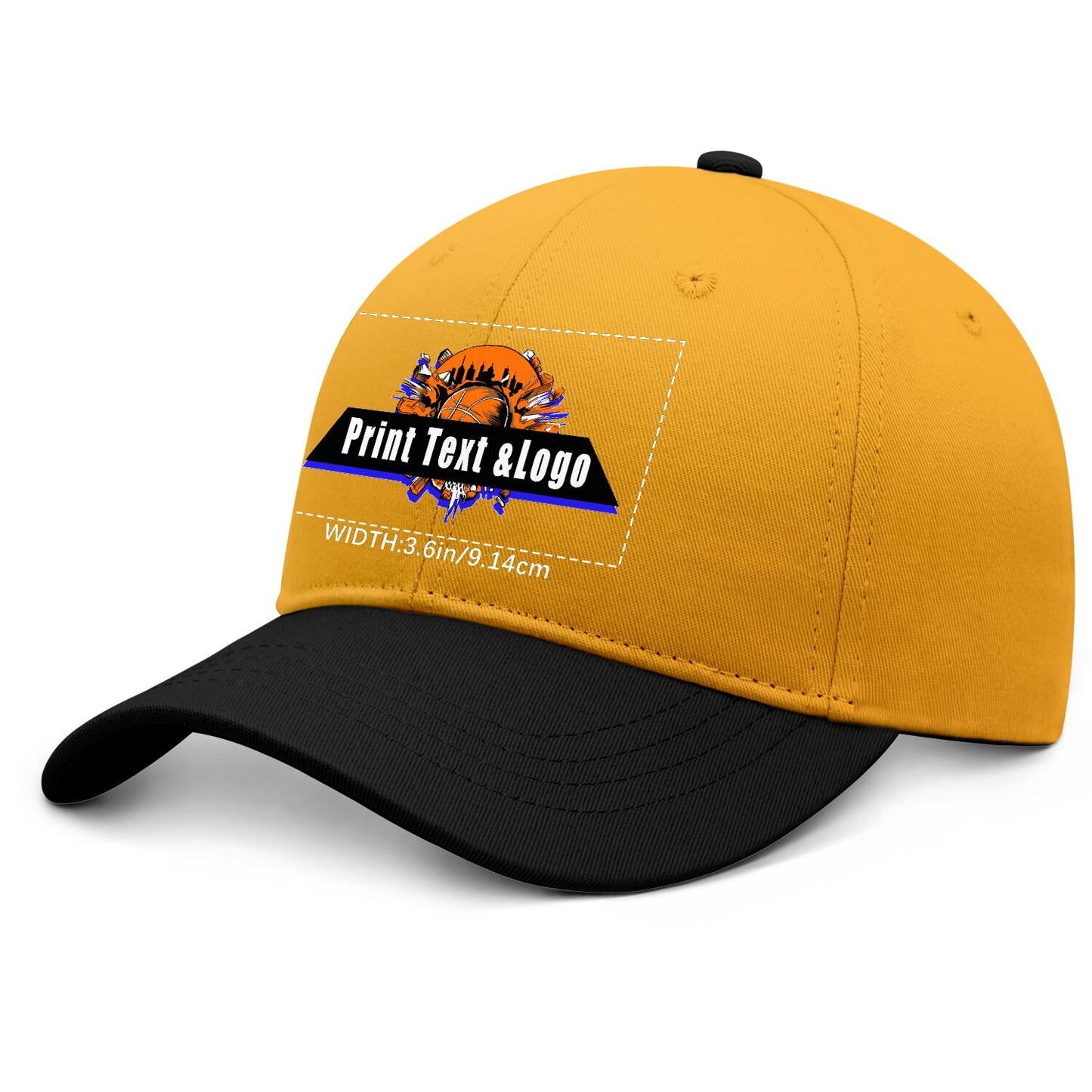 New Custom Yellow Black Duckbill Cap Design Available with Heat Transfer Printing in Multiple Colors
