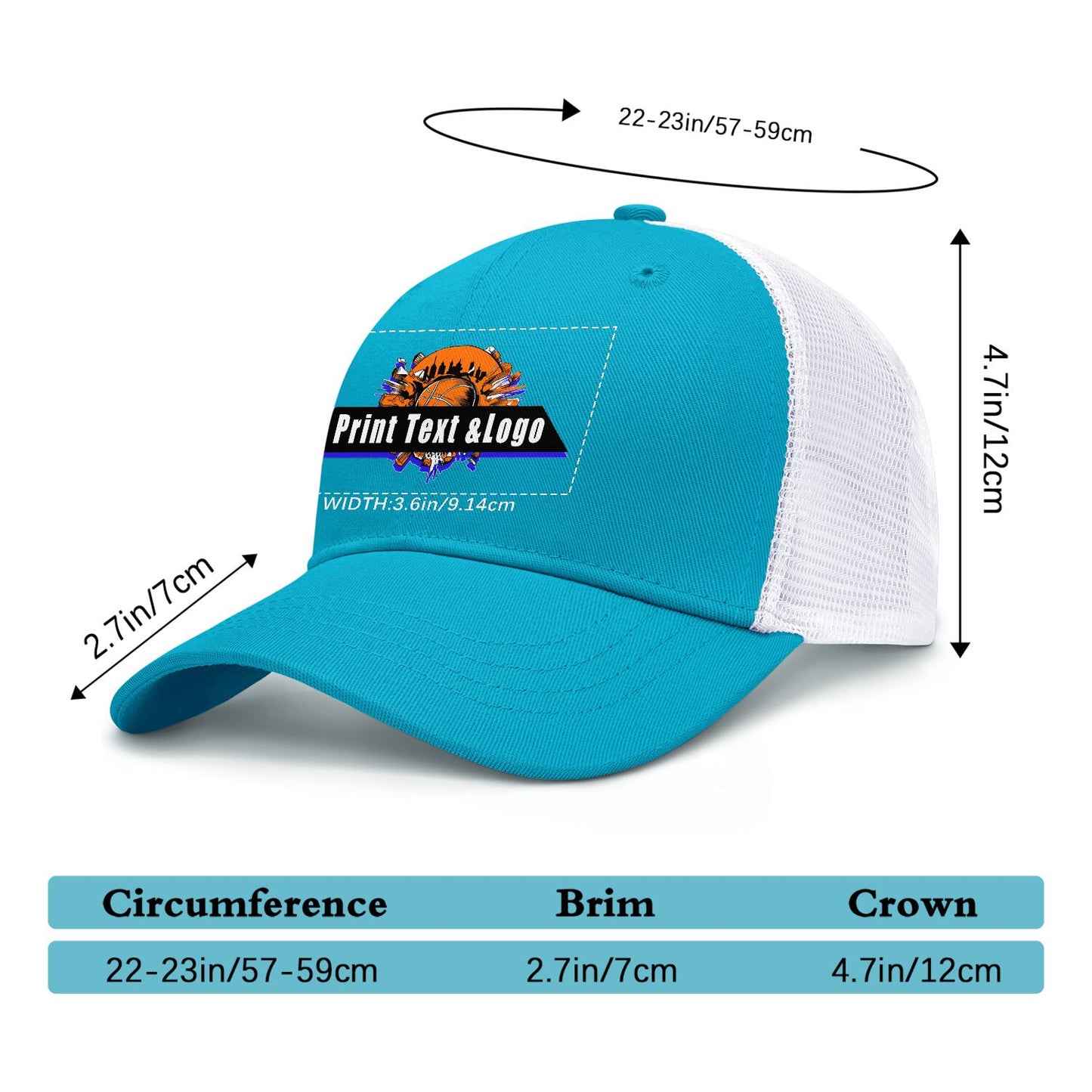 Custom Greenish Blue Mesh Duckbill Cap Personalized Style for Every Occasion Hat