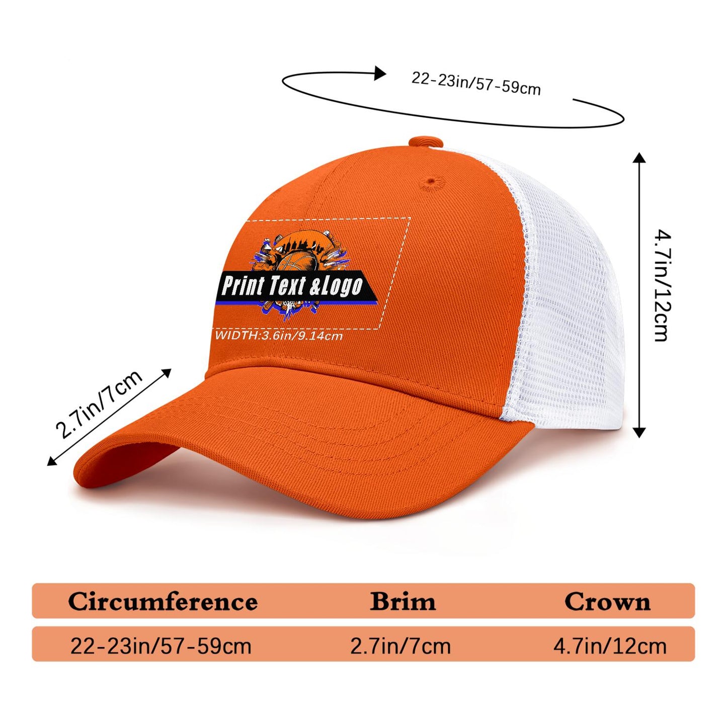 Custom Orange Mesh Duckbill Cap Personalized Style for Every Occasion Hat