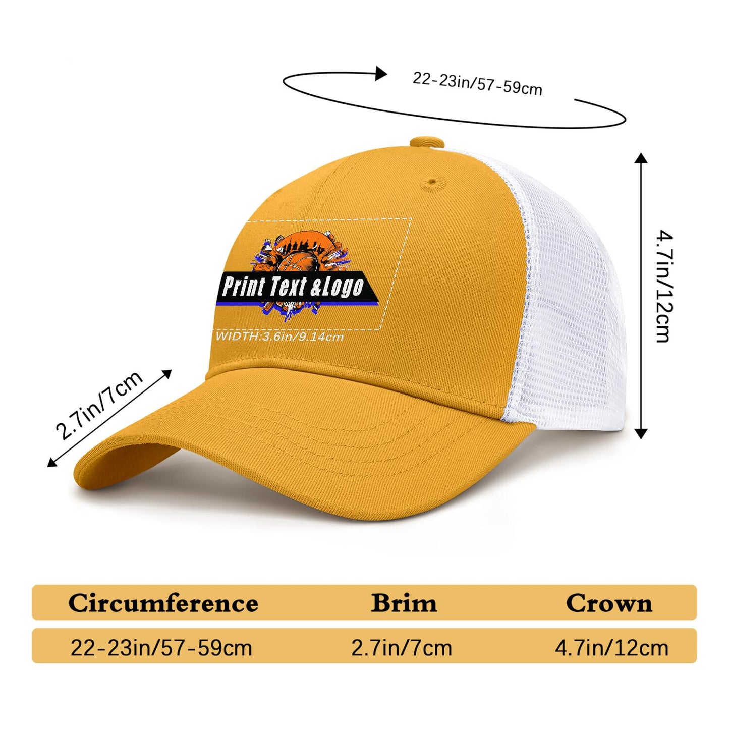 Custom Yellow Mesh Duckbill Cap Personalized Style for Every Occasion Hat