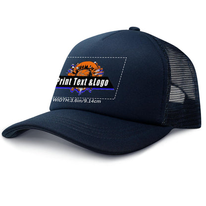 Custom Navy Blue Sponge Mesh Cap - Tailored Comfort and Style for Every Occasion