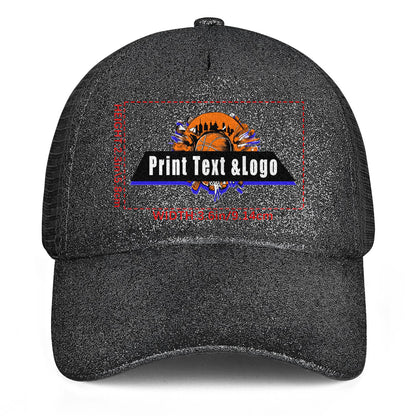 Custom Sparkling Ponytail Duckbill Cap - Shine with Personalized Style