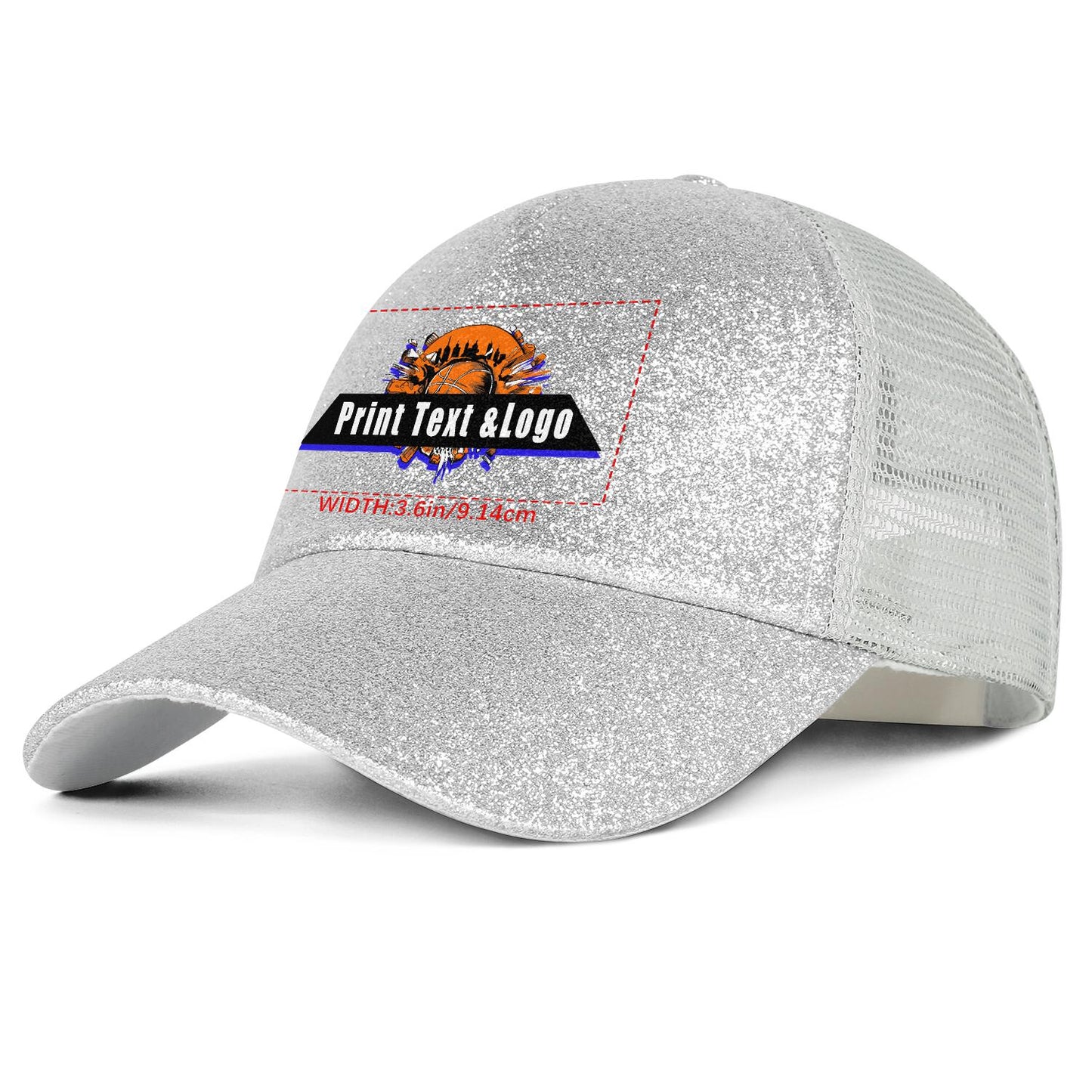 Custom White Sparkling Ponytail Duckbill Cap - Shine with Personalized Style