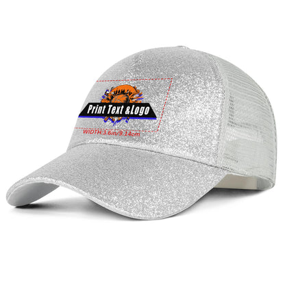 Custom White Sparkling Ponytail Duckbill Cap - Shine with Personalized Style