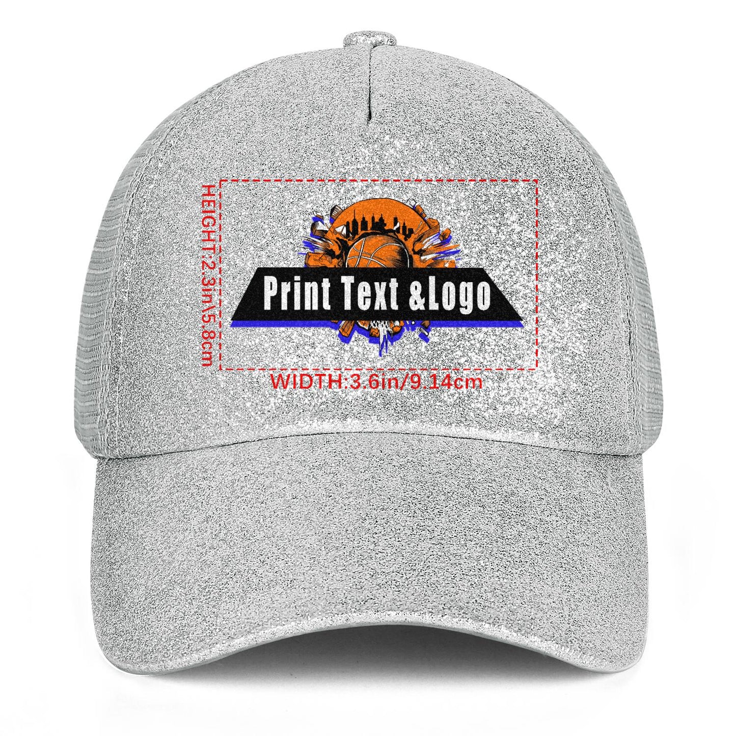Custom White Sparkling Ponytail Duckbill Cap - Shine with Personalized Style