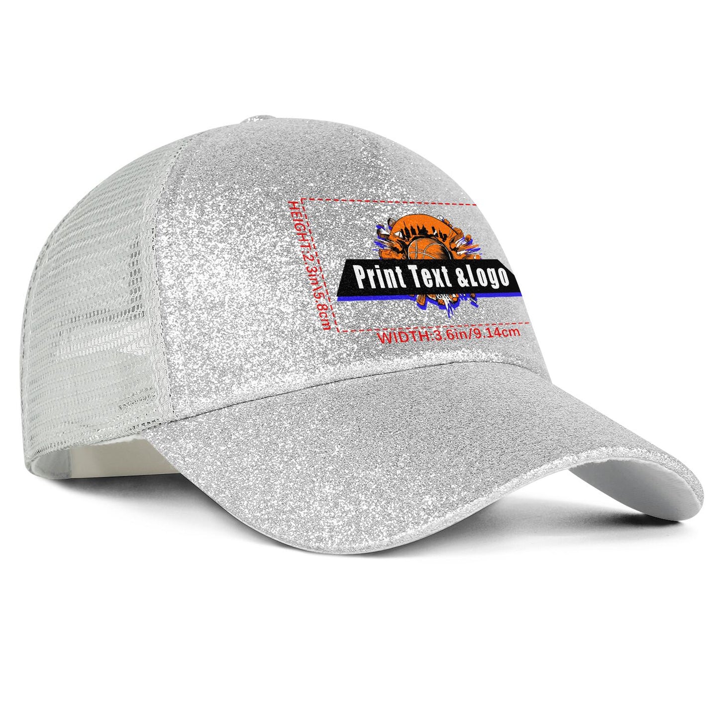 Custom White Sparkling Ponytail Duckbill Cap - Shine with Personalized Style