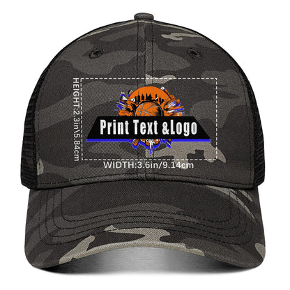 Custom Grey Camouflage Duckbill Mesh Cap Elevate Your Style with Personalized Comfort
