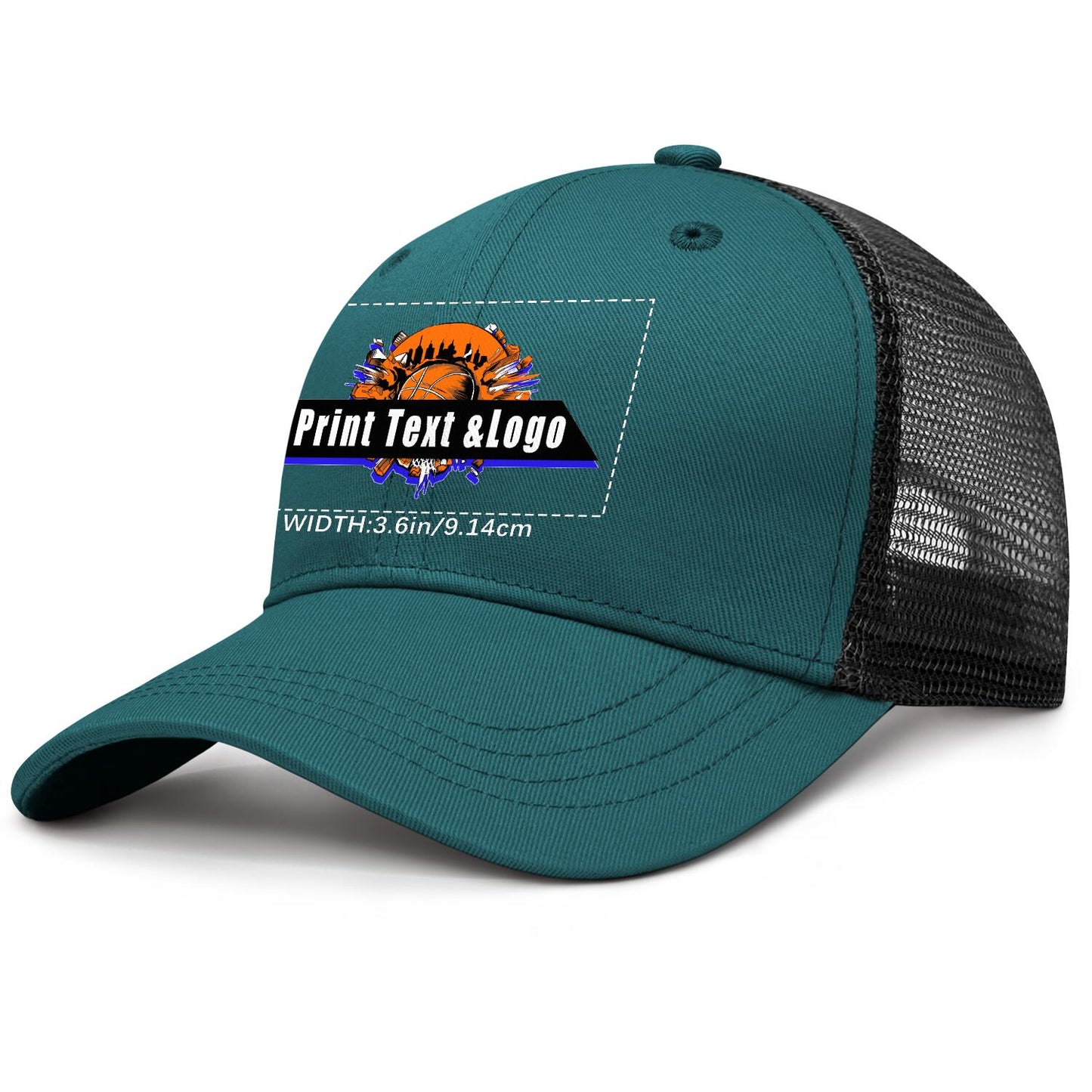Custom Blue-Green Sports Duckbill Mesh Cap - Unleash Your Athletic Style with Personal Touch