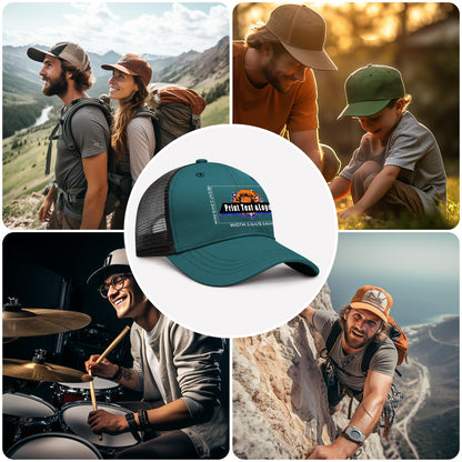Custom Blue-Green Sports Duckbill Mesh Cap - Unleash Your Athletic Style with Personal Touch