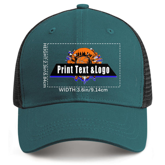 Custom Blue-Green Sports Duckbill Mesh Cap - Unleash Your Athletic Style with Personal Touch