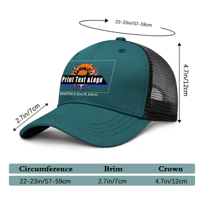 Custom Blue-Green Sports Duckbill Mesh Cap - Unleash Your Athletic Style with Personal Touch