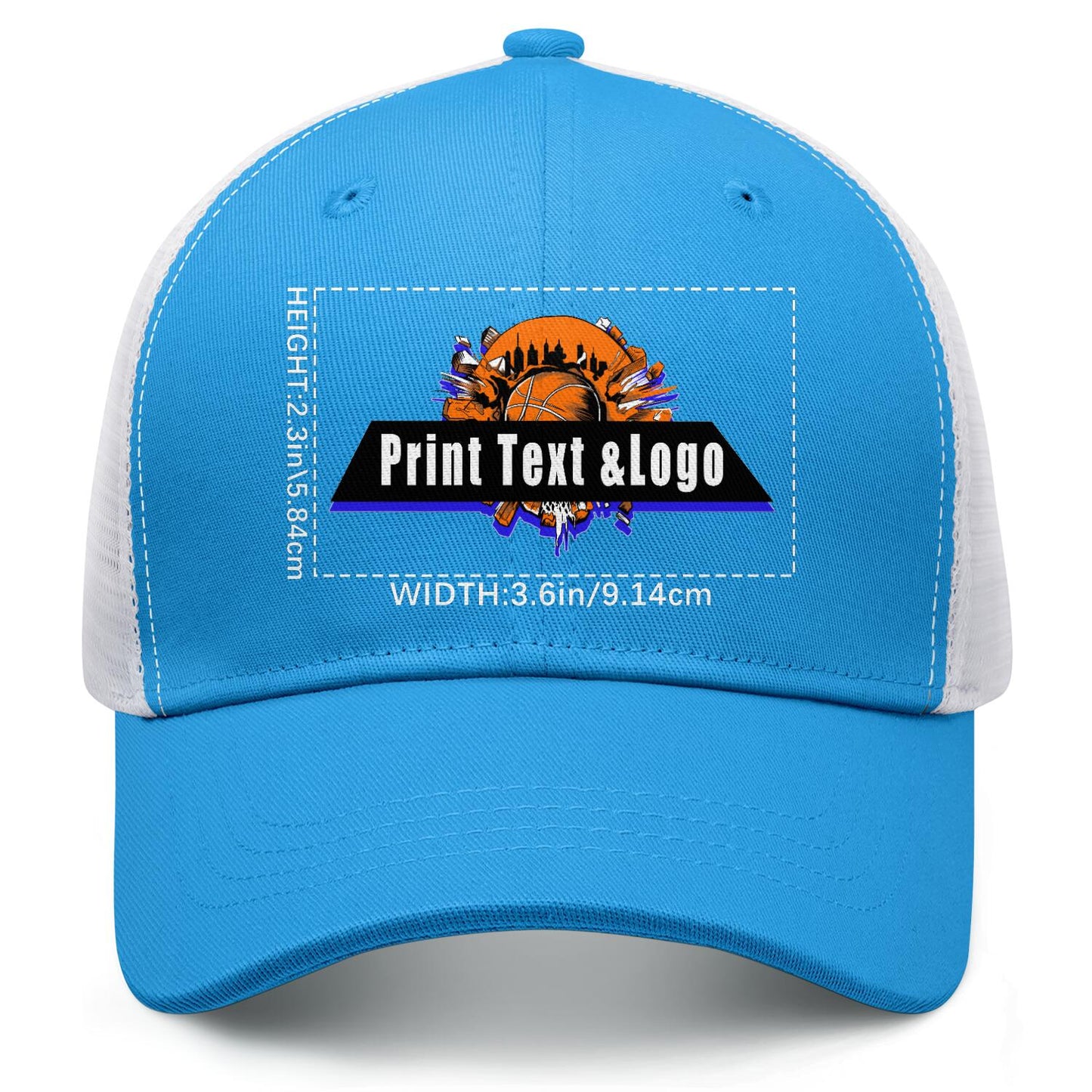 Custom Bright-Blue Sports Duckbill Mesh Cap - Unleash Your Athletic Style with Personal Touch