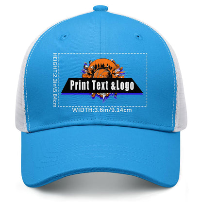 Custom Bright-Blue Sports Duckbill Mesh Cap - Unleash Your Athletic Style with Personal Touch