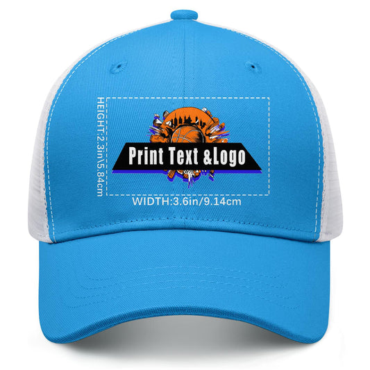 Custom Bright-Blue Sports Duckbill Mesh Cap - Unleash Your Athletic Style with Personal Touch
