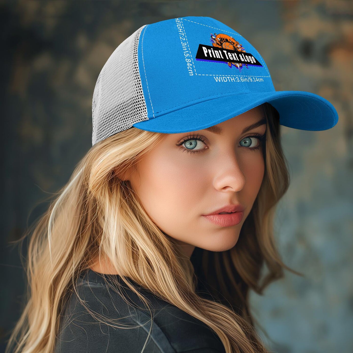 Custom Bright-Blue Sports Duckbill Mesh Cap - Unleash Your Athletic Style with Personal Touch