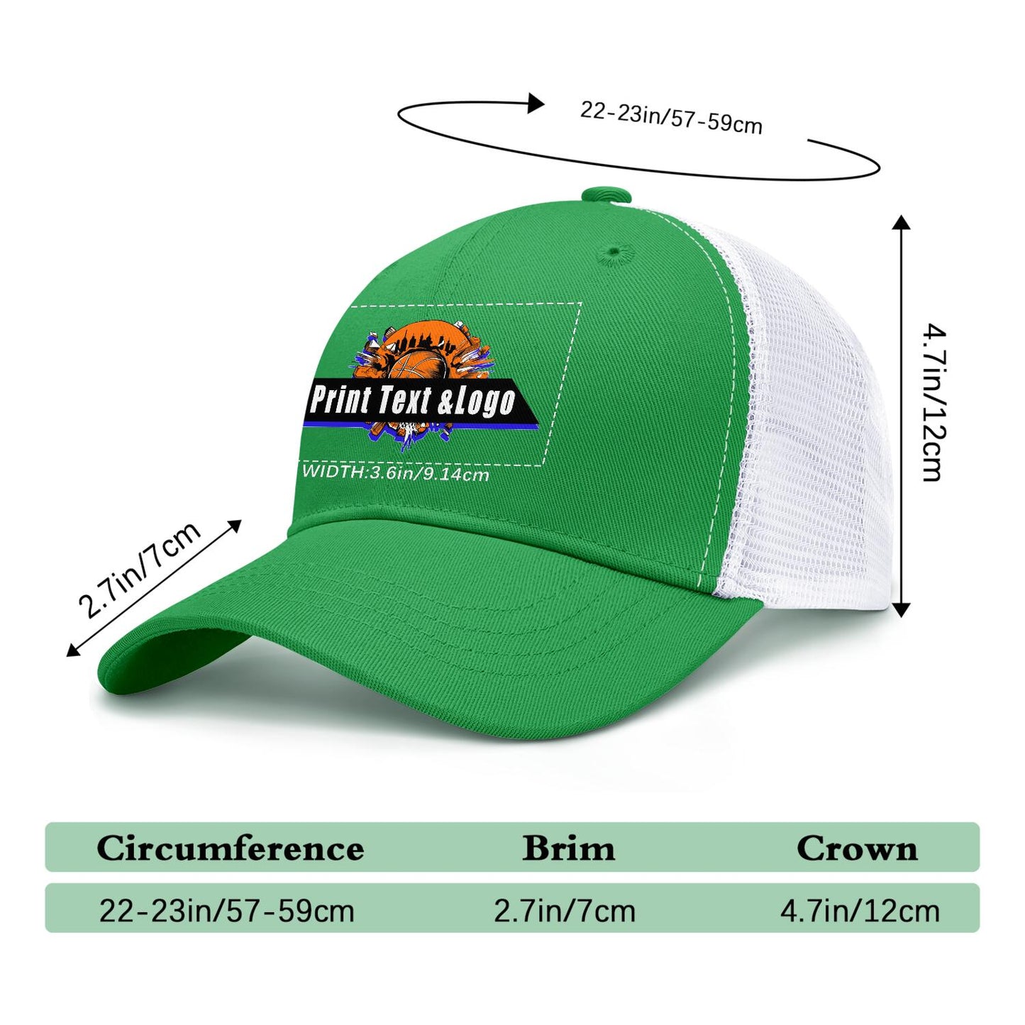Custom Green Sports Duckbill Mesh Cap - Unleash Your Athletic Style with Personal Touch