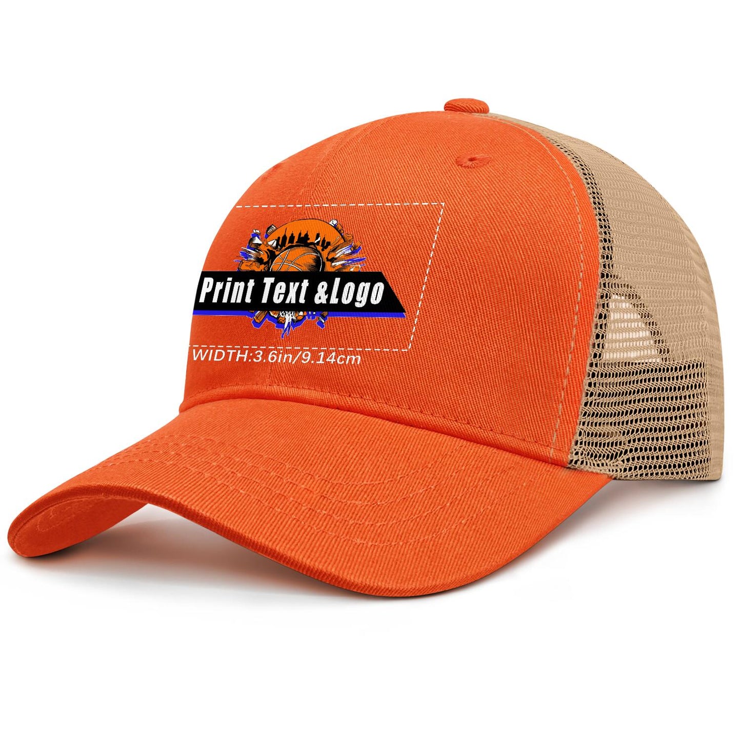 Custom Orange Sports Duckbill Mesh Cap - Unleash Your Athletic Style with Personal Touch