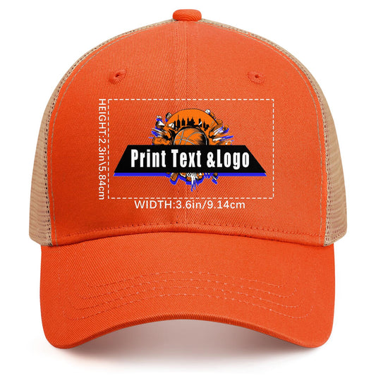 Custom Orange Sports Duckbill Mesh Cap - Unleash Your Athletic Style with Personal Touch