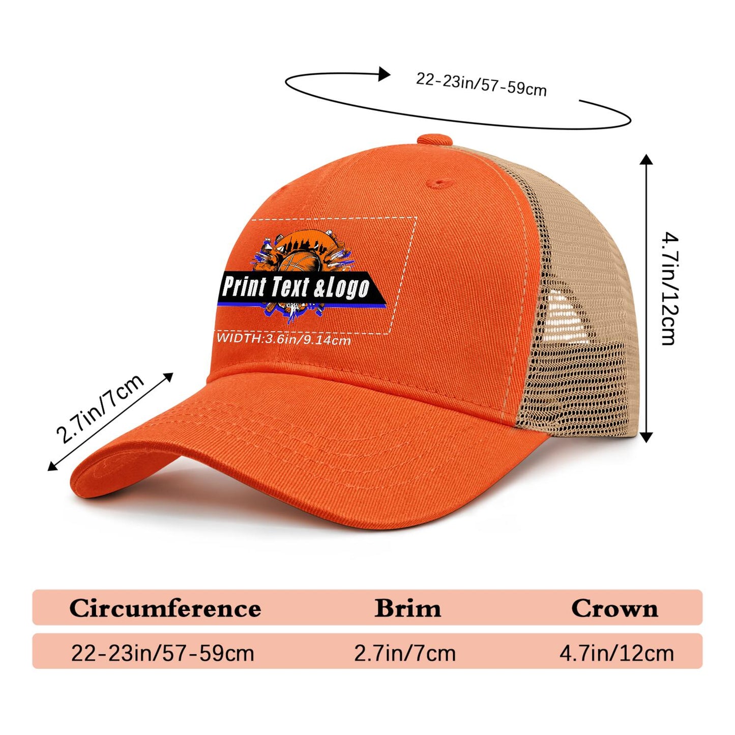 Custom Orange Sports Duckbill Mesh Cap - Unleash Your Athletic Style with Personal Touch