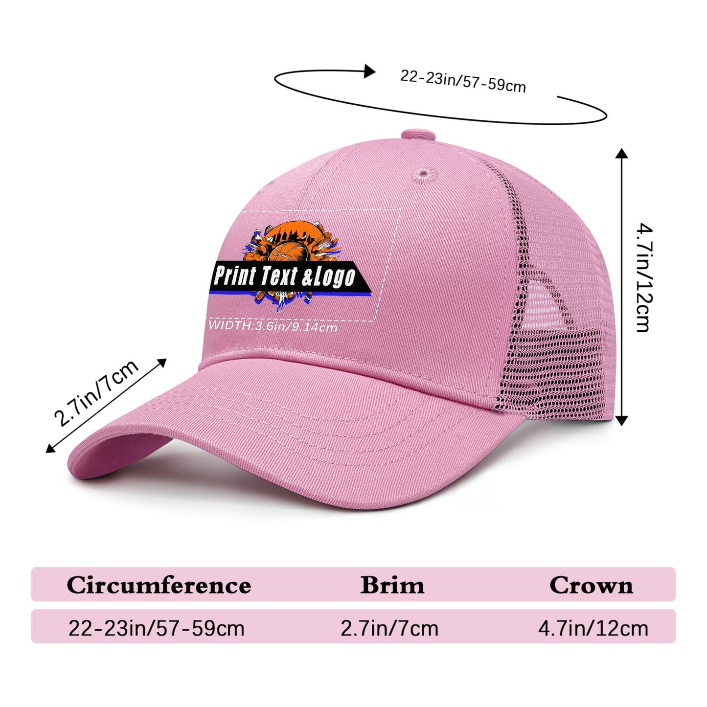 Custom Pink Sports Duckbill Mesh Cap - Unleash Your Athletic Style with Personal Touch