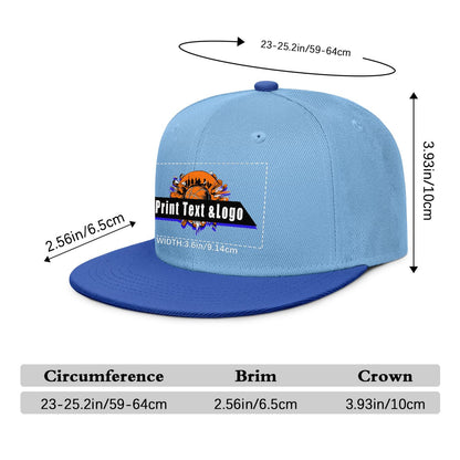 Custom Iceberg-Blue Sports Snapback Hats Performance Flat Brim Caps for Athletes Training