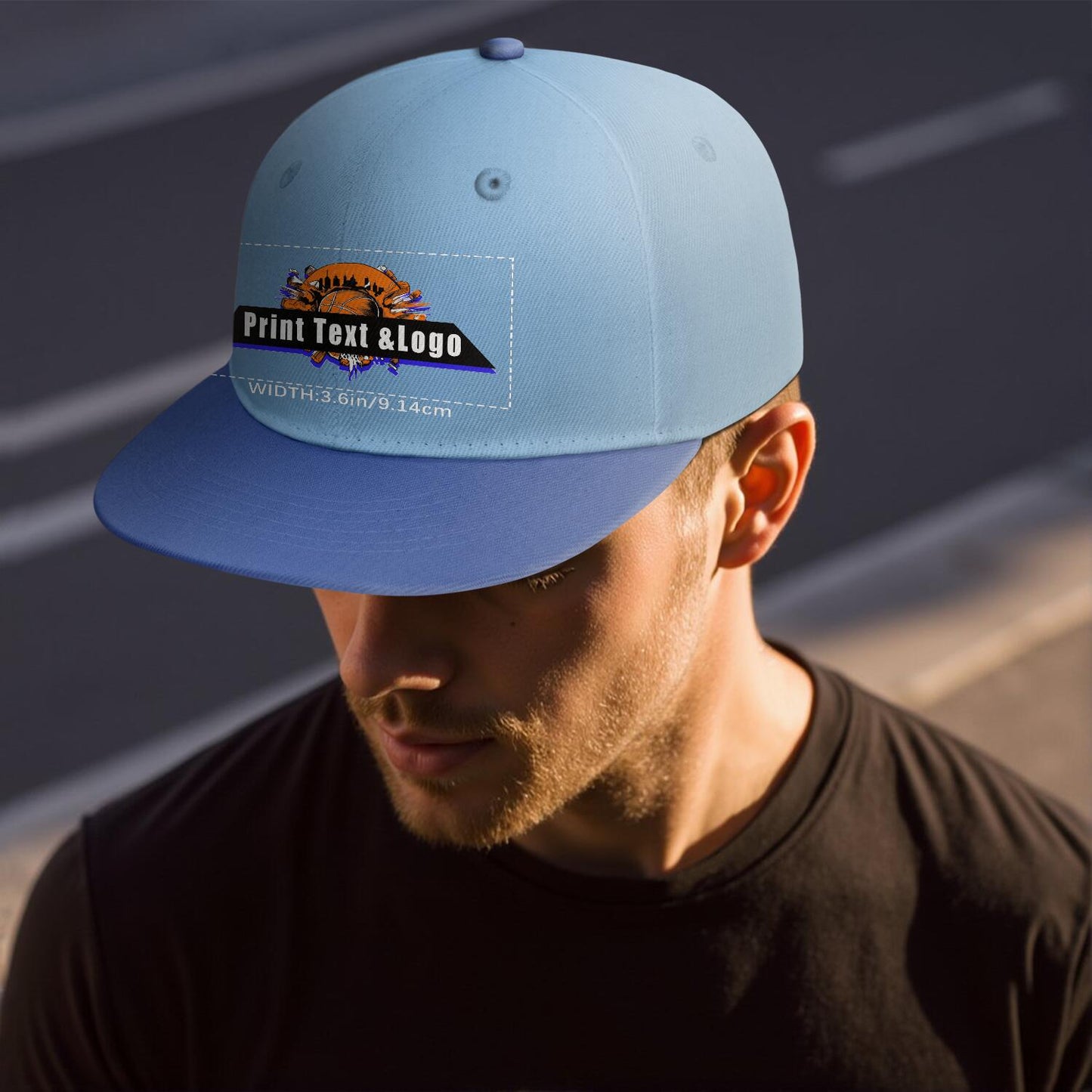 Custom Iceberg-Blue Sports Snapback Hats Performance Flat Brim Caps for Athletes Training