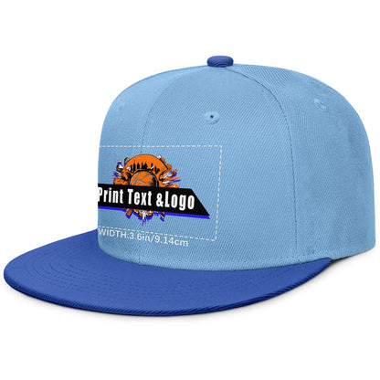Custom Iceberg-Blue Sports Snapback Hats Performance Flat Brim Caps for Athletes Training