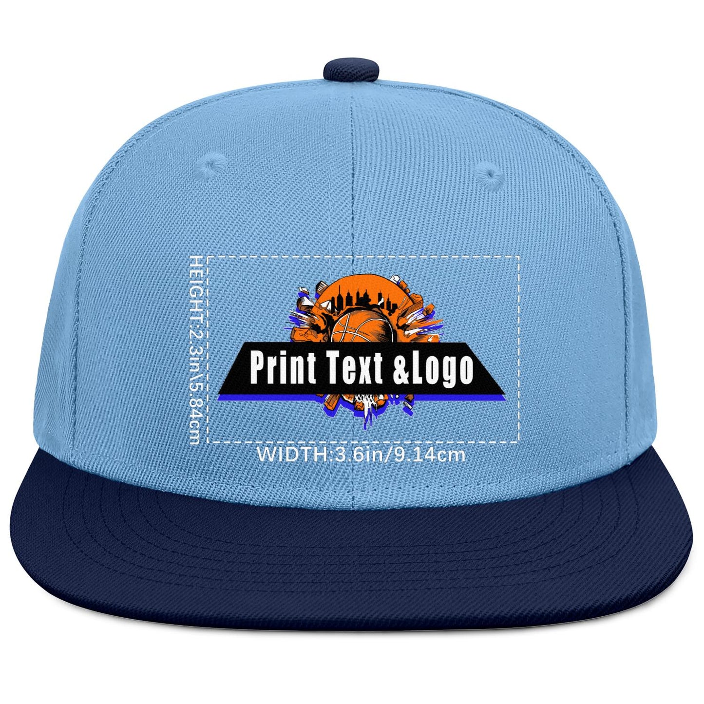 Custom Iceberg-Blue Sports Snapback Hats Performance Flat Brim Caps for Athletes Training