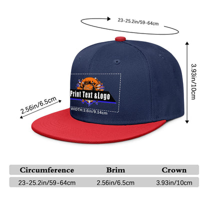 Custom Navy Sports Snapback Hats Performance Flat Brim Caps for Athletes Training