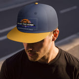 Custom Navy Sports Snapback Hats Performance Flat Brim Caps for Athletes Training