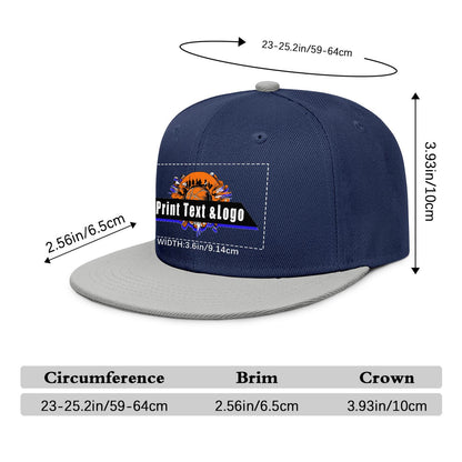 Custom Navy Sports Snapback Hats Performance Flat Brim Caps for Athletes Training