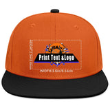 Custom Orange-Black Sports Snapback Hats Performance Flat Brim Caps for Athletes Training