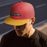 Custom Red-Yellow Sports Snapback Hats Performance Flat Brim Caps for Athletes Training