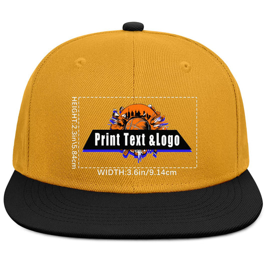 Custom Yellow-Black Sports Snapback Hats Performance Flat Brim Caps for Athletes Training