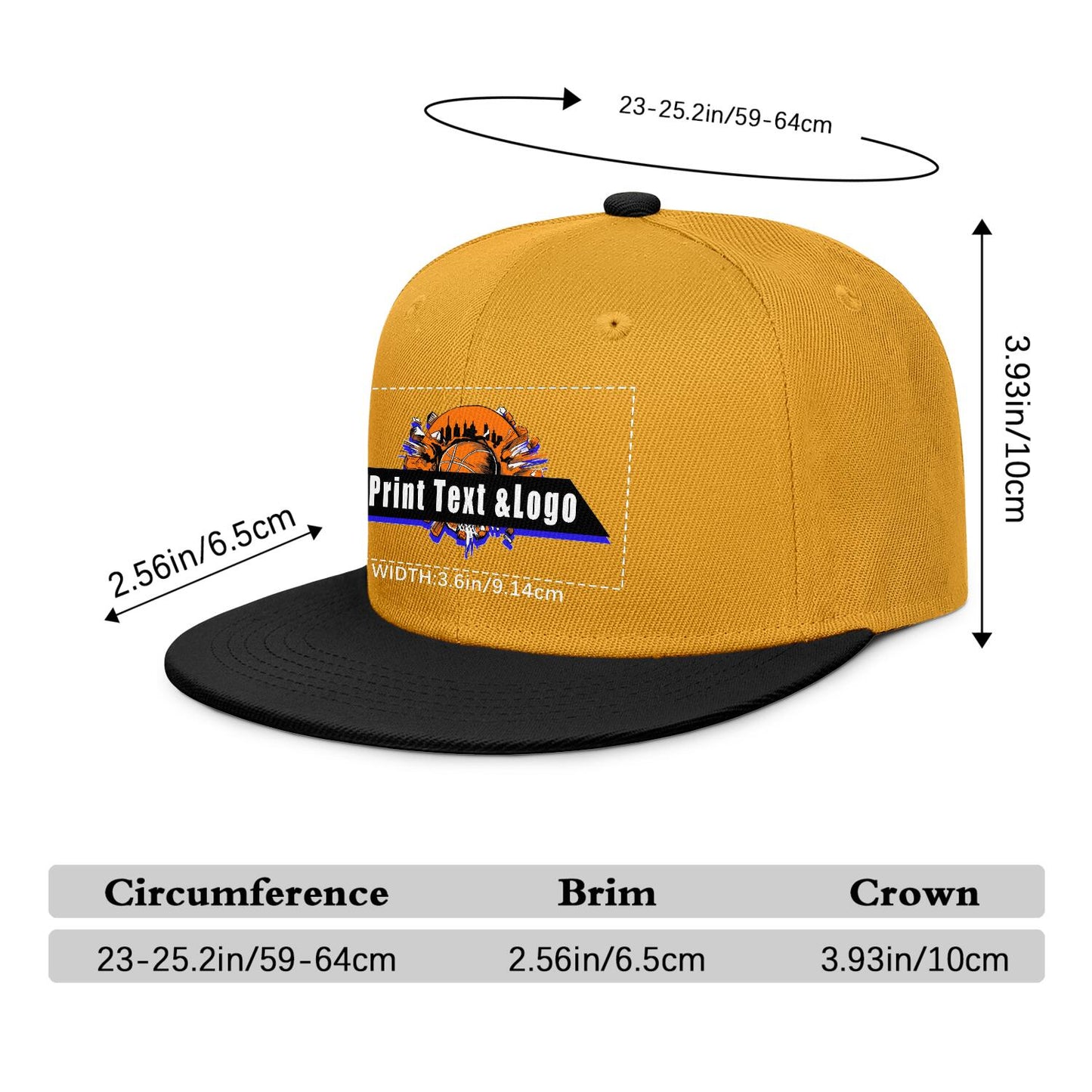 Custom Yellow-Black Sports Snapback Hats Performance Flat Brim Caps for Athletes Training