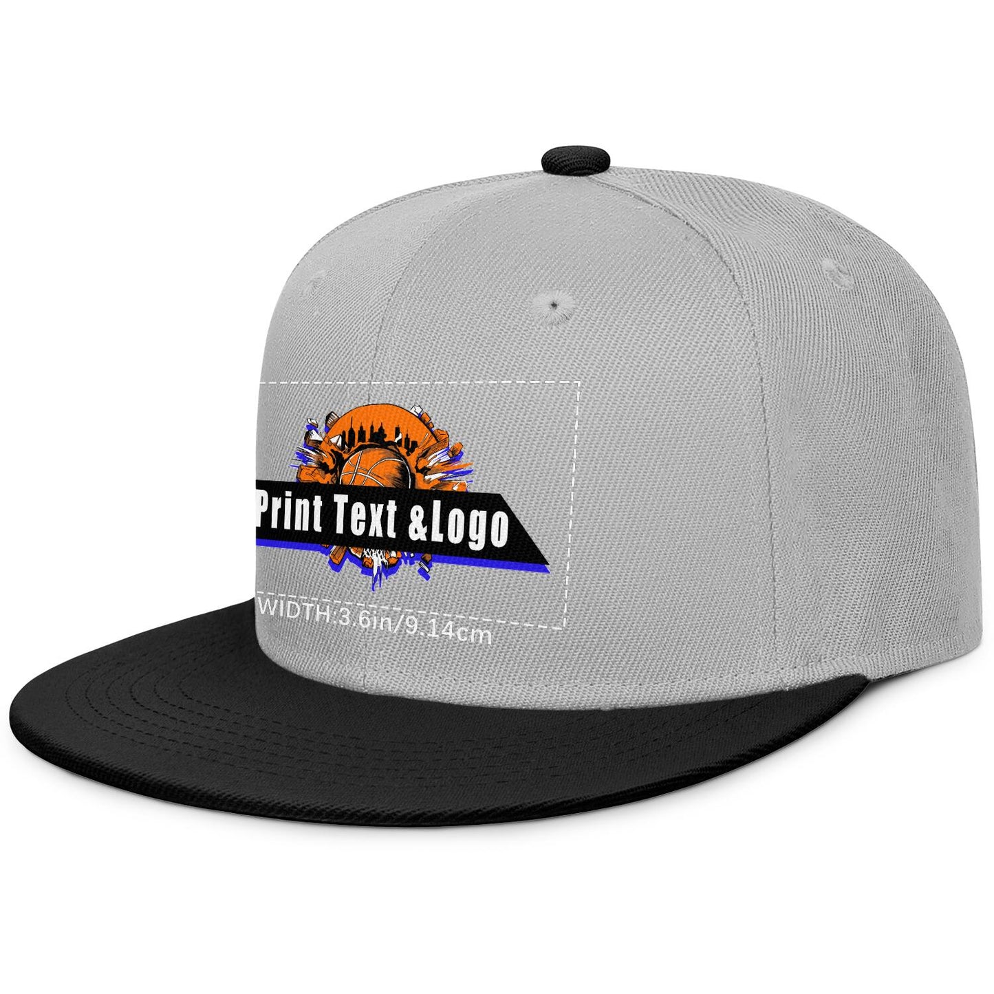 Custom Grey-Black Sports Snapback Hats Performance Flat Brim Caps for Athletes Training
