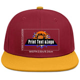 Custom Burgundy Sports Snapback Hats Performance Flat Brim Caps for Athletes Training