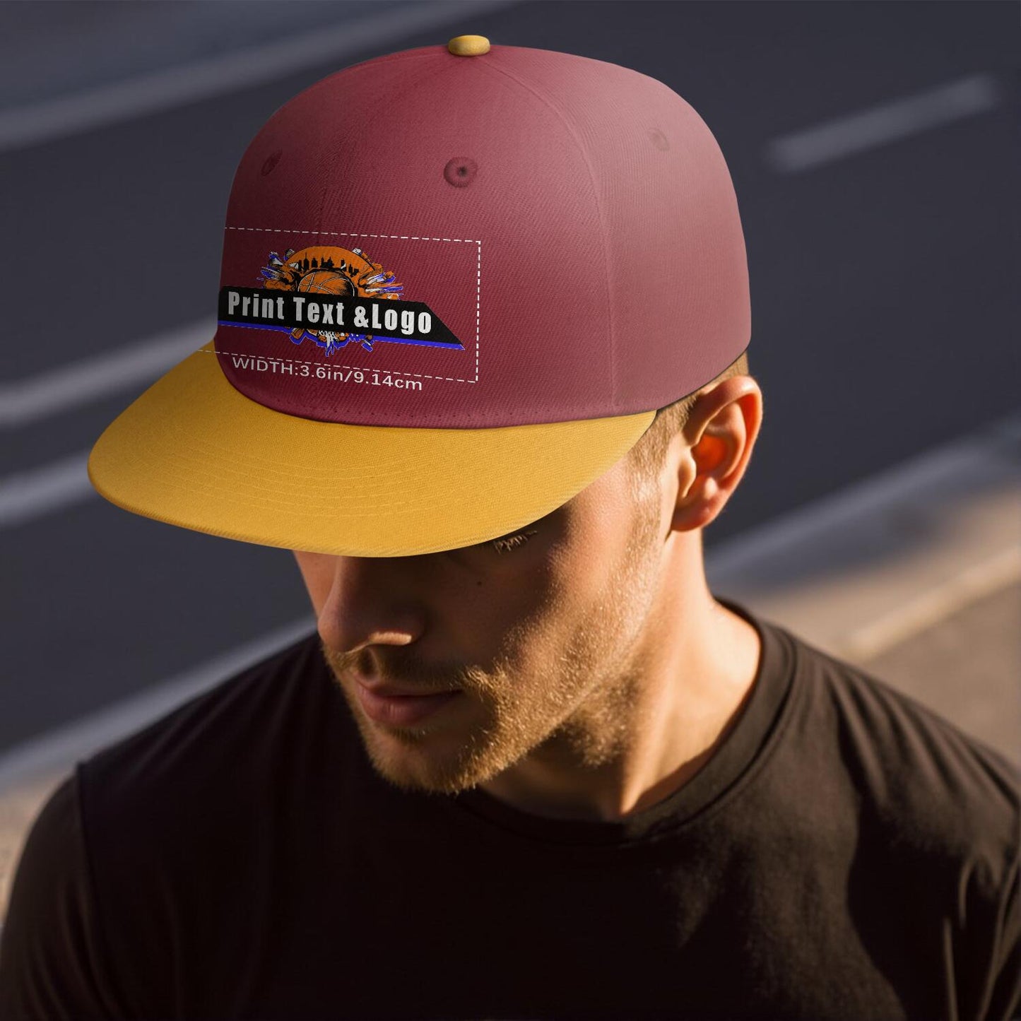 Custom Burgundy Sports Snapback Hats Performance Flat Brim Caps for Athletes Training
